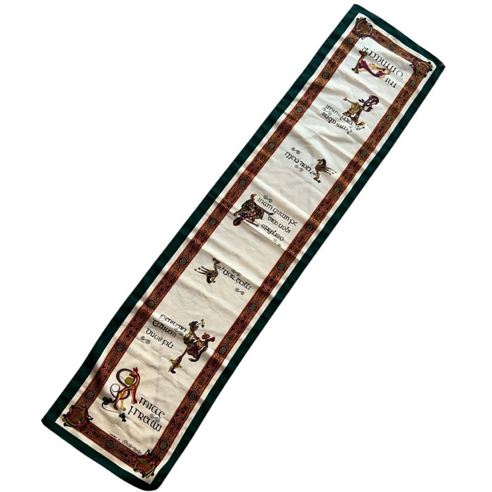 VINTAGE Irish Gaelic‎ Scarf - Inspired by the Book of Kells 53×12" Celtic Style